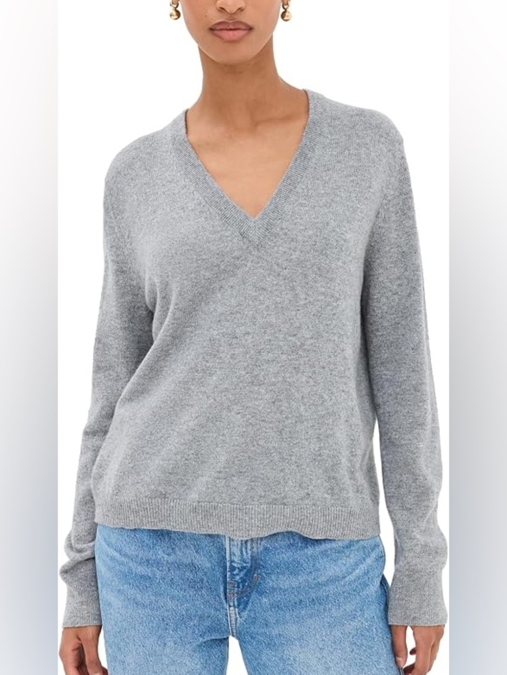 a new day Heather Gray V-Neck Women's Sweater